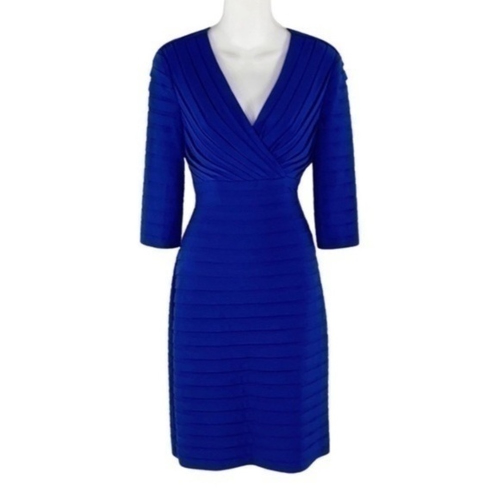Adrianna Papell blue bandage sheath dress 4 II22